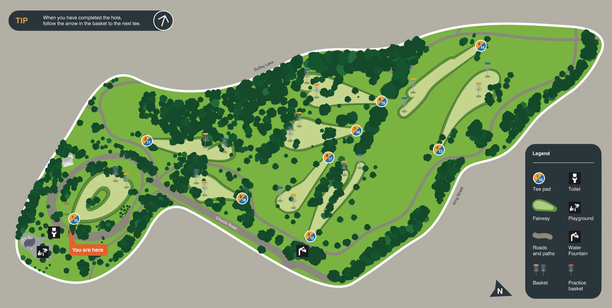 Ruffey Lake Park course map